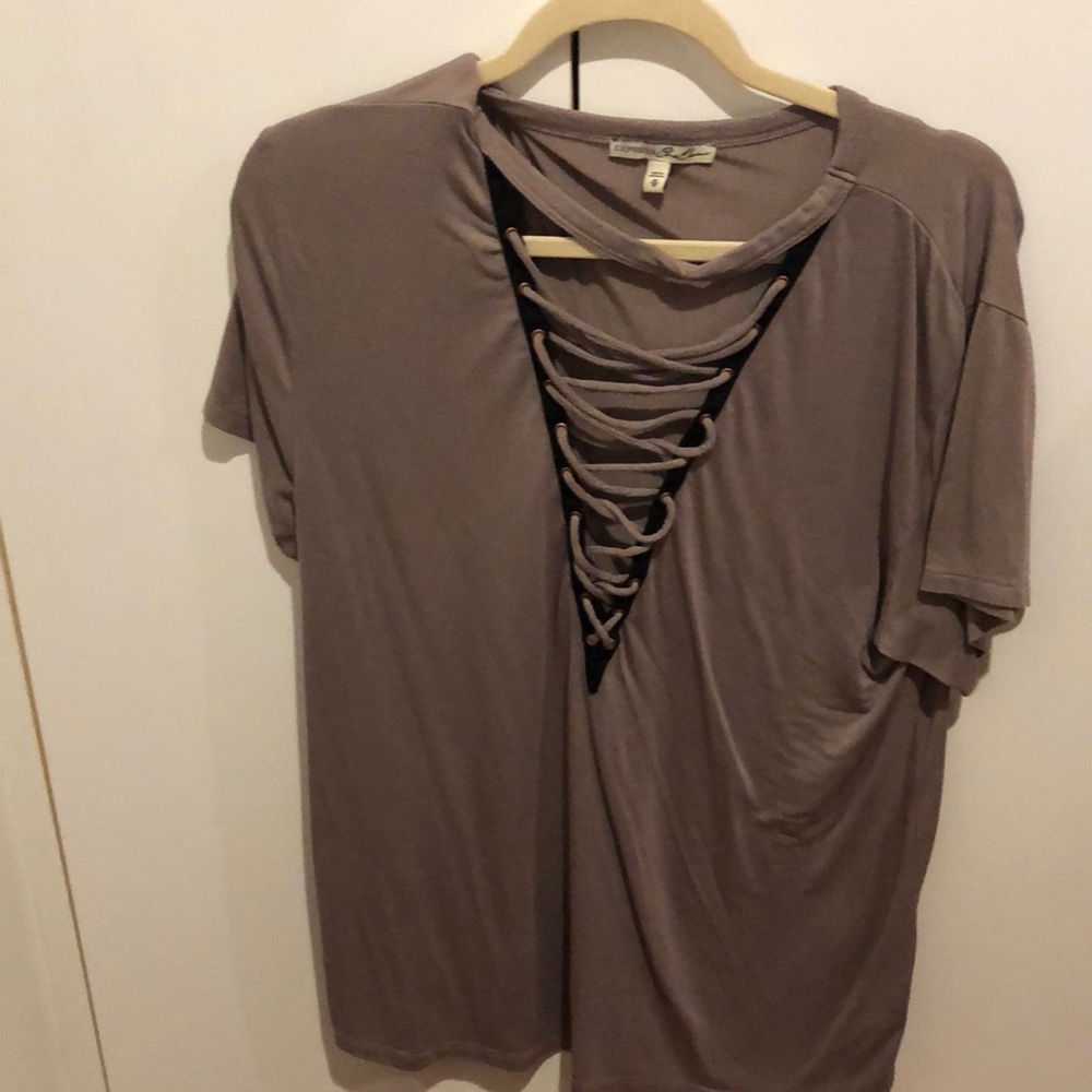 Express Purple lace up cut out T-shirt